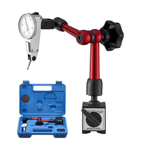 KFFKFF Dial Test Indicator with Magnetic Base and Storage Case, 0.0005 inch Precision, 0-0.03 inch Measurement Range, Micro Ball Handle for Tight Spaces, Suitable for Machining and Inspection Tasks