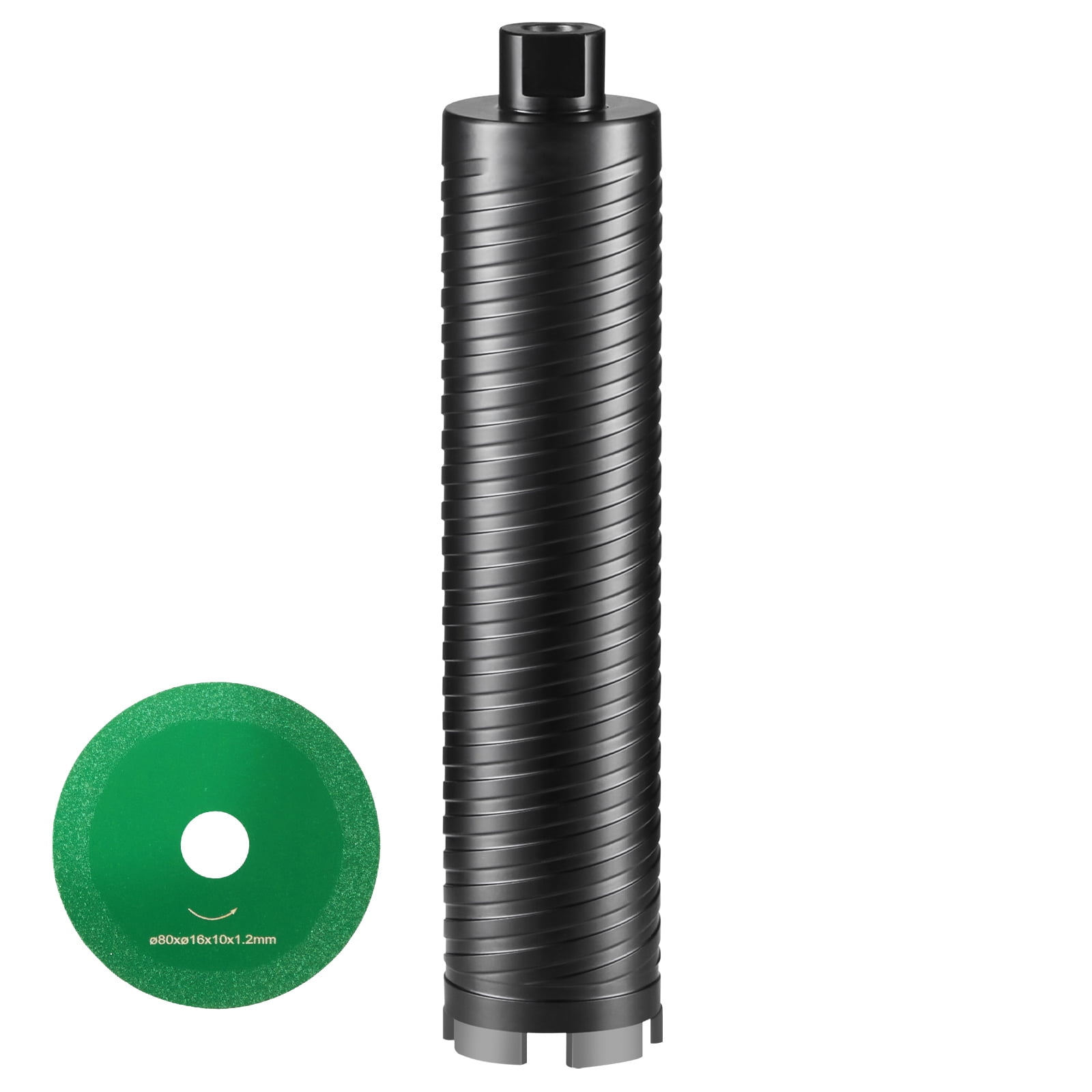 KFFKFF Diamond Core Drill Bit, 2.5" Diamond Wet/Dry Core Drill Bits for Masonry and Block, Concrete Drilling Tool with Guide Bit Adapter and Saw Blade, 9.5" Penetration Depth, 5/8"-11 Inner Thread