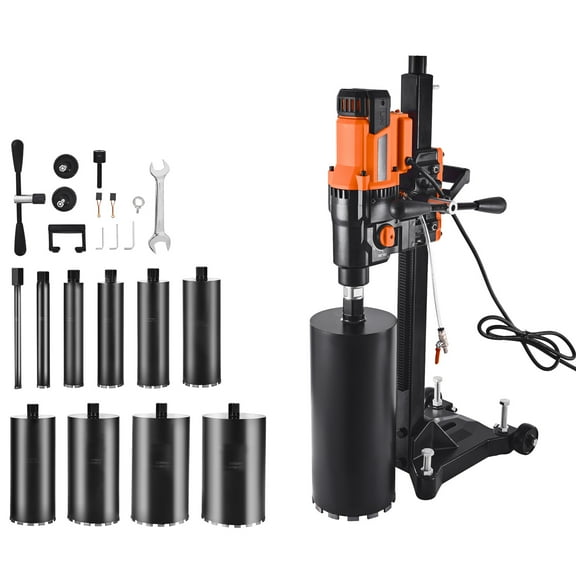 KFFKFF Diamond Core Drilling Machine, 0.8-10 in Drilling Range, Stand-Mounted Wet and Dry Core Drill Rig with 10 Bits, 2-Speed 470/800 RPM, UNC1 1/4-7 Thread, 2500W for Concrete, Brick, and Stone