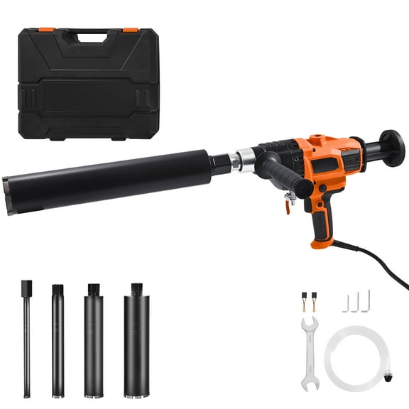 KFFKFF Diamond Core Drilling Machine, 0.8-6.3 in Drilling Range, Handheld Wet and Dry Concrete Drill with 4 Bits,Adjustable 0-1800RPM Speed,UNC1 1/4-7 Thread,2000W Power for Concrete,Brick,and Stone