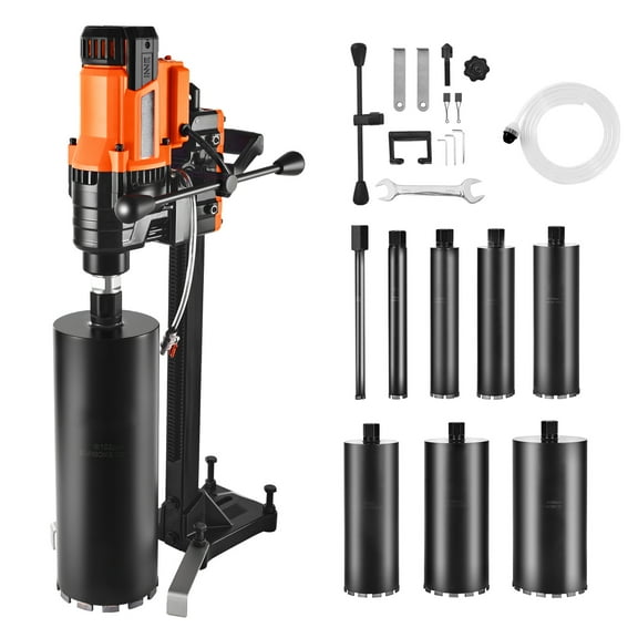 KFFKFF Diamond Core Drilling Machine, 0.8-8 in Drilling Capacity, Stand-Mounted Wet and Dry Core Drill Rig with 8 Bits, 800 RPM, UNC1 1/4-7 Thread, Suitable for Concrete, Brick, and Stone, 3000W