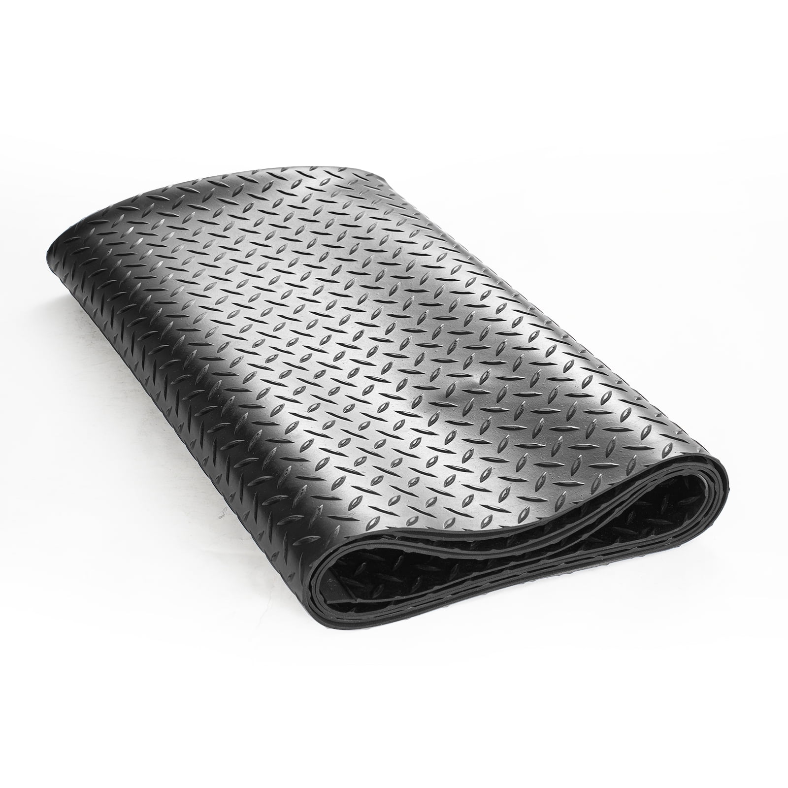KFFKFF Diamond-Patterned SBR Rubber Mat, 3 mm Thick, 4x6 ft, Ideal for Garage and Gym Floors, Durable and Easy Maintenance, Black