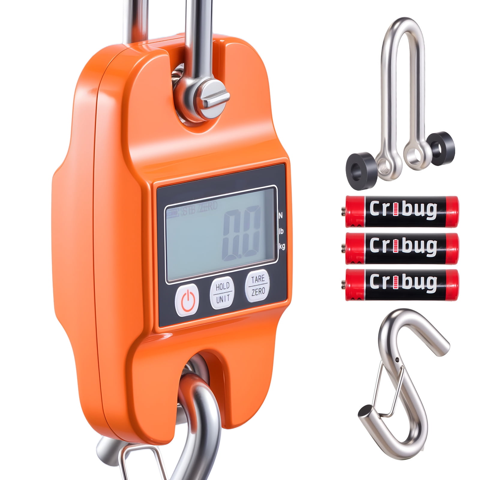 KFFKFF Digital Crane Scale, 880 lbs/400 kg Capacity, Portable Hanging Scale with Durable Aluminum Case & LCD Screen, 0.2 lbs Precision, 3 Unit Options, Auto-Off Feature for Farming, Hunting