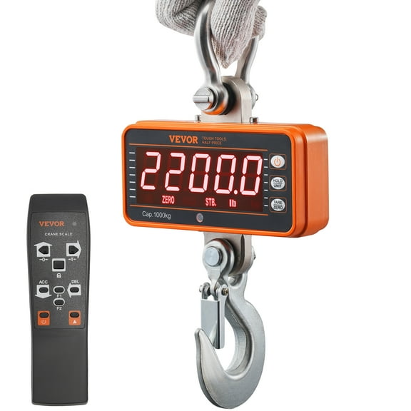 KFFKFF Digital Crane Scale Industrial Hanging Scale 2200 lbs/1000 kg Heavy Duty