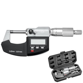 KFFKFF Digital Micrometer Set, 0-1 inch Range, 0.00005" Resolution, High Precision 0.0001 Accuracy, LCD Display, Metric/Imperial Conversion, Durable Carbide Tip, Includes Protective Case