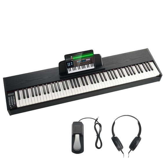 KFFKFF Digital Piano, 88-Key Weighted Action, Electric Dual Keyboard & Speakers, Includes Sustain Pedal & Headphone, 200 Sounds & Rhythms, Bluetooth/USB/MIDI Compatible