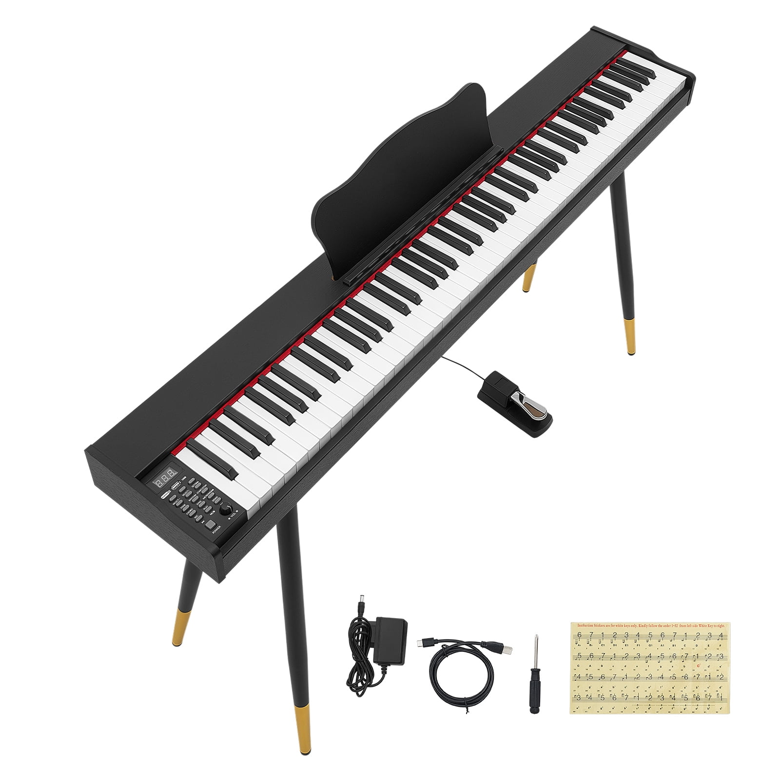KFFKFF Digital Piano with 88 Semi-Weighted Keys, Full-Size Keyboard, Stand, and Accessories – Ideal for Beginners, Featuring 600 Tones, 600 Rhythms, Sustain Pedal, Built-in Speaker, Headphone Jack.
