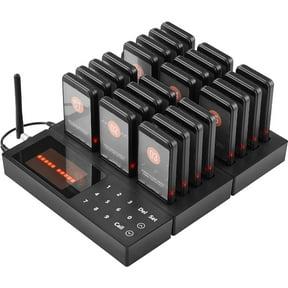 KFFKFF Diner Paging System, 400m Wireless Distance Queue Alert, Patron Notification Buzzers with Vibration & Flashing, 24 Devices for Mobile Eatery, Religious Institution, Childcare Center