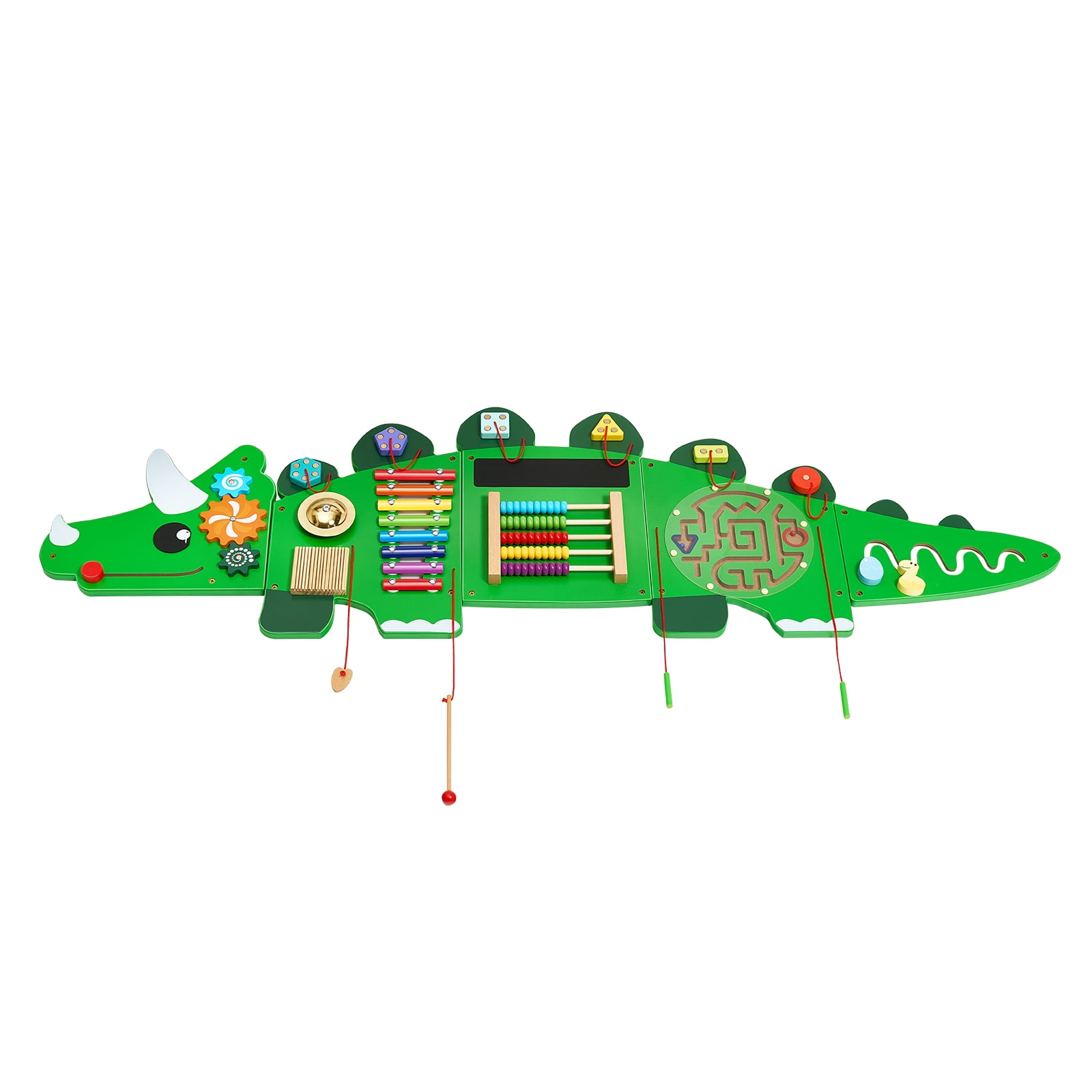 KFFKFF Dino-Themed Activity Wall, 11 Engaging Tasks, Sensory Wall Toy for Children Aged 3-12, Learning Activity Hub, Perfect for Youngster's Play Area, Nursery or Classroom