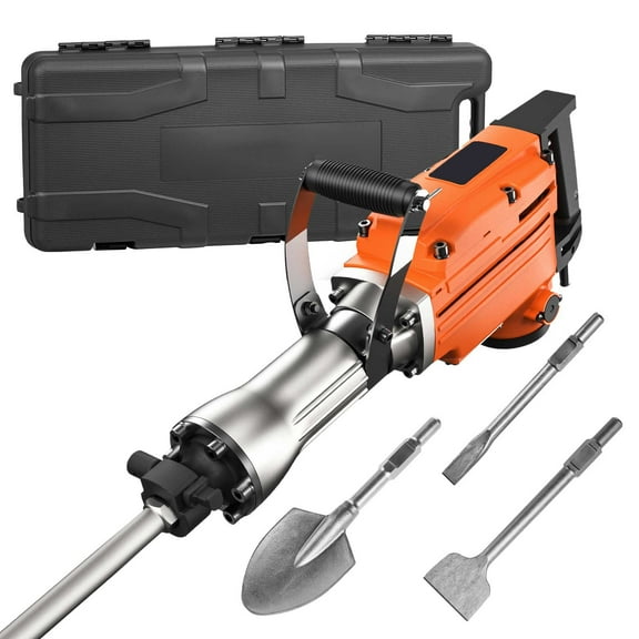 KFFKFF Dismantling Power Drill, 2200W 1400 BPM Concrete Shattering Drill,Robust Electric Power Drill with 6 Chisel Attachments and Gloves,Front Handle with 360° Rotation for Digging and Hole Creation