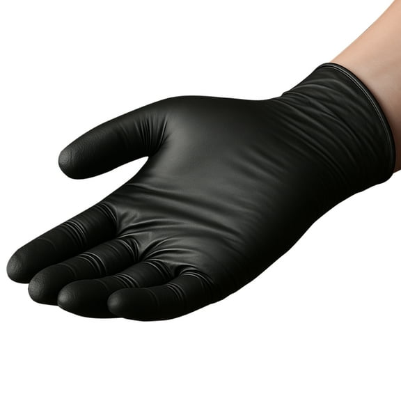 KFFKFF Disposable Black Nitrile Gloves, 4.5 Mil Thickness with Textured Fingertips, Latex and Powder-Free, Food-Safe, Durable and Tear-Resistant, Suitable for Medical Use, Cooking, and Cleaning