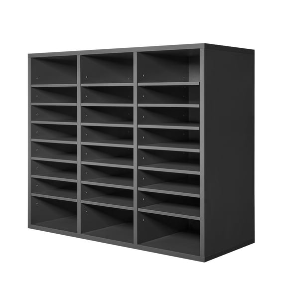 KFFKFF Document Divider, 24 Slots Office Postbox with Modifiable Racks, Timber Postbox Arranger Medium Density Fiberboard for Office, Home, Classroom Storage of Files, Documents, Papers, Grey