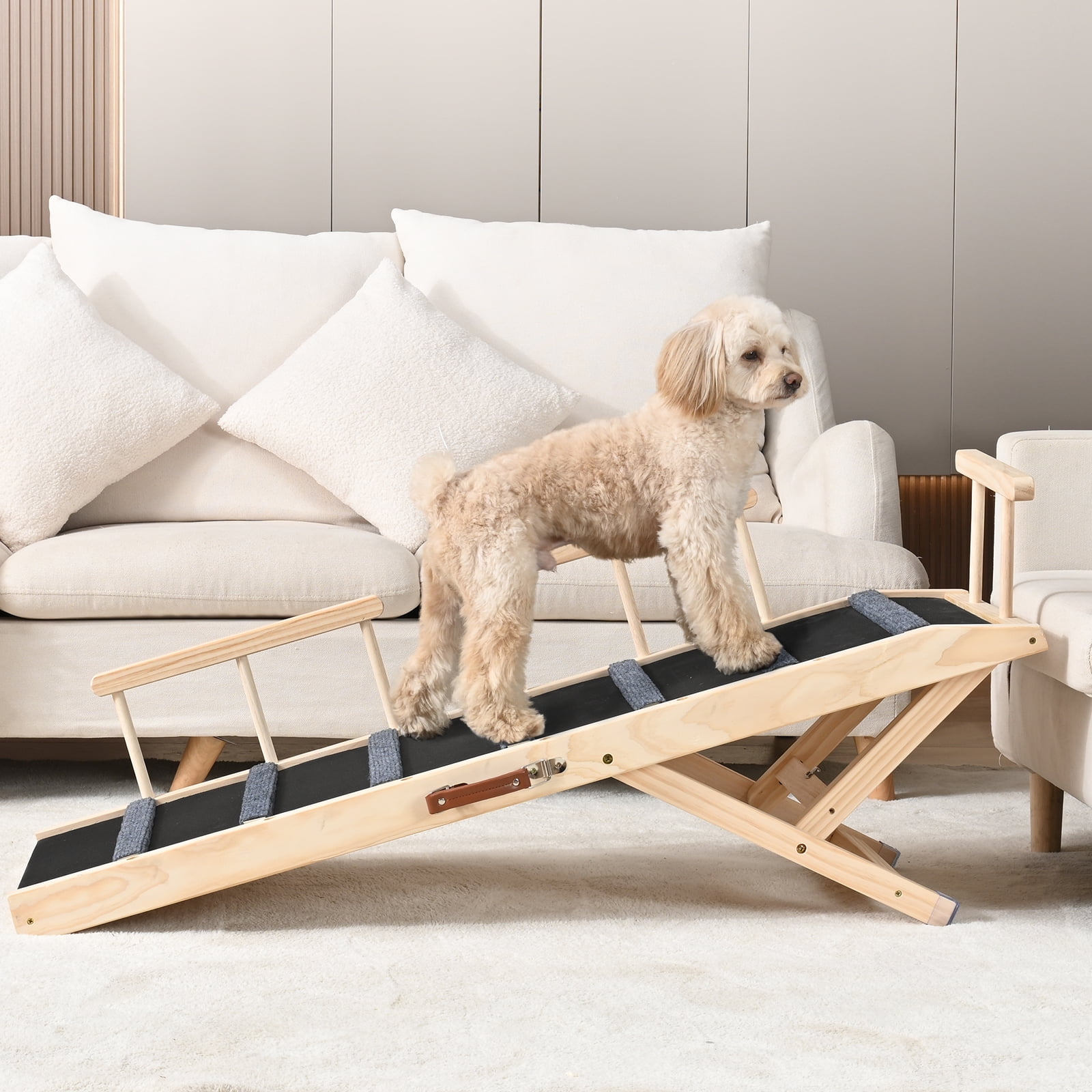 KFFKFF Dog Ramp Folding Pet Ramp 47.2" Long Ramp 13.8"-27.6" Adjustable Height