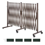 KFFKFF Double Expandable Barricades, 20FT Adjustable Safety Barrier, Mobile Folding Gate with Locking Wheels, Portable Metal Traffic Fence for Patio, Garden, Stairway