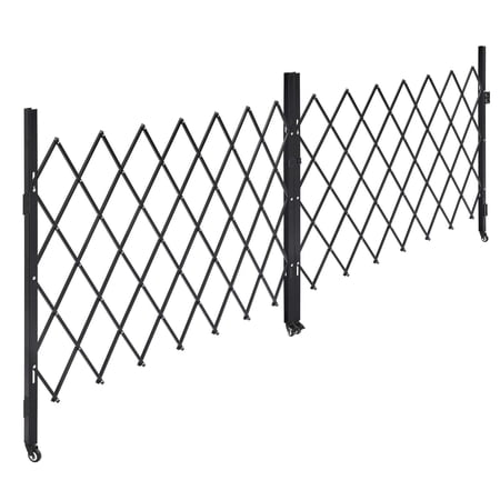 KFFKFF Double Folding Security Gate, Lockable Scissor Design with 360° Swivel Wheels, Steel Retractable Barrier for Entryways, Garages, Warehouses, and Pools, 129.92 x 63.19 in (W x H)