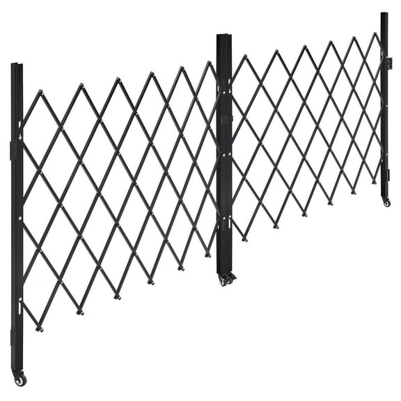 KFFKFF Double Folding Security Gate, Lockable Scissor Gate with Swivel Casters, Steel Retractable Gate for Entry, Garage, Warehouse, and Pool, 125.98 x 63.19 in (W x H)