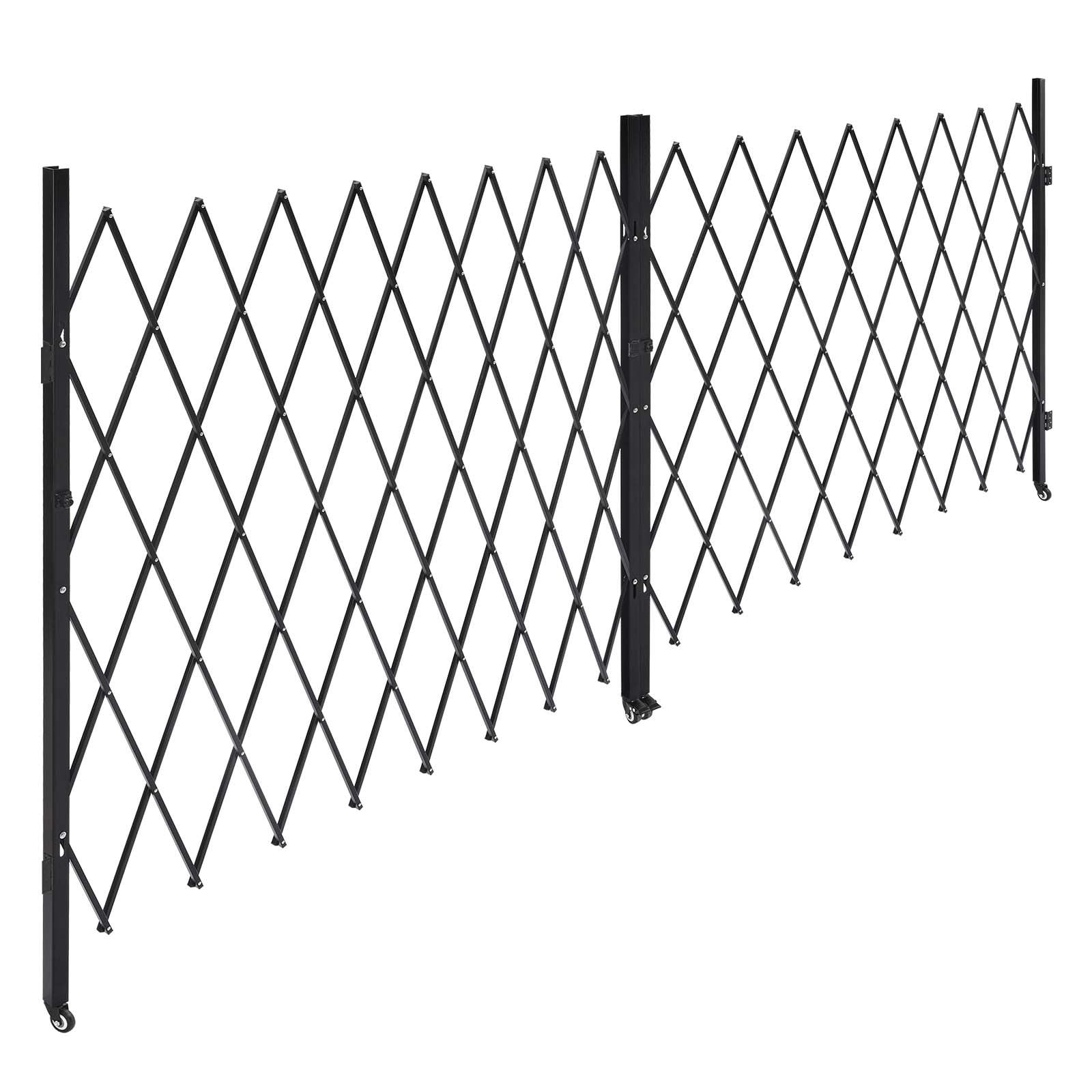 KFFKFF Double Folding Security Gate, Lockable Scissor Gate with Swivel Casters, Steel Retractable Gate for Entryways, Garages, Warehouses, and Pools, 155.12 x 86.81 in (W x H)