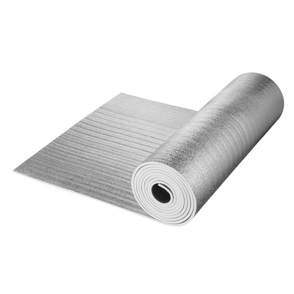 KFFKFF Double Reflective Insulation Roll, Foam Core Radiant Barrier, 15.1mm 48 in x 25 ft, Dual-Sided Aluminum Foil EPE Foam Heat Shield, Thermal Insulation Roll for Windows, RVs, and Roofs