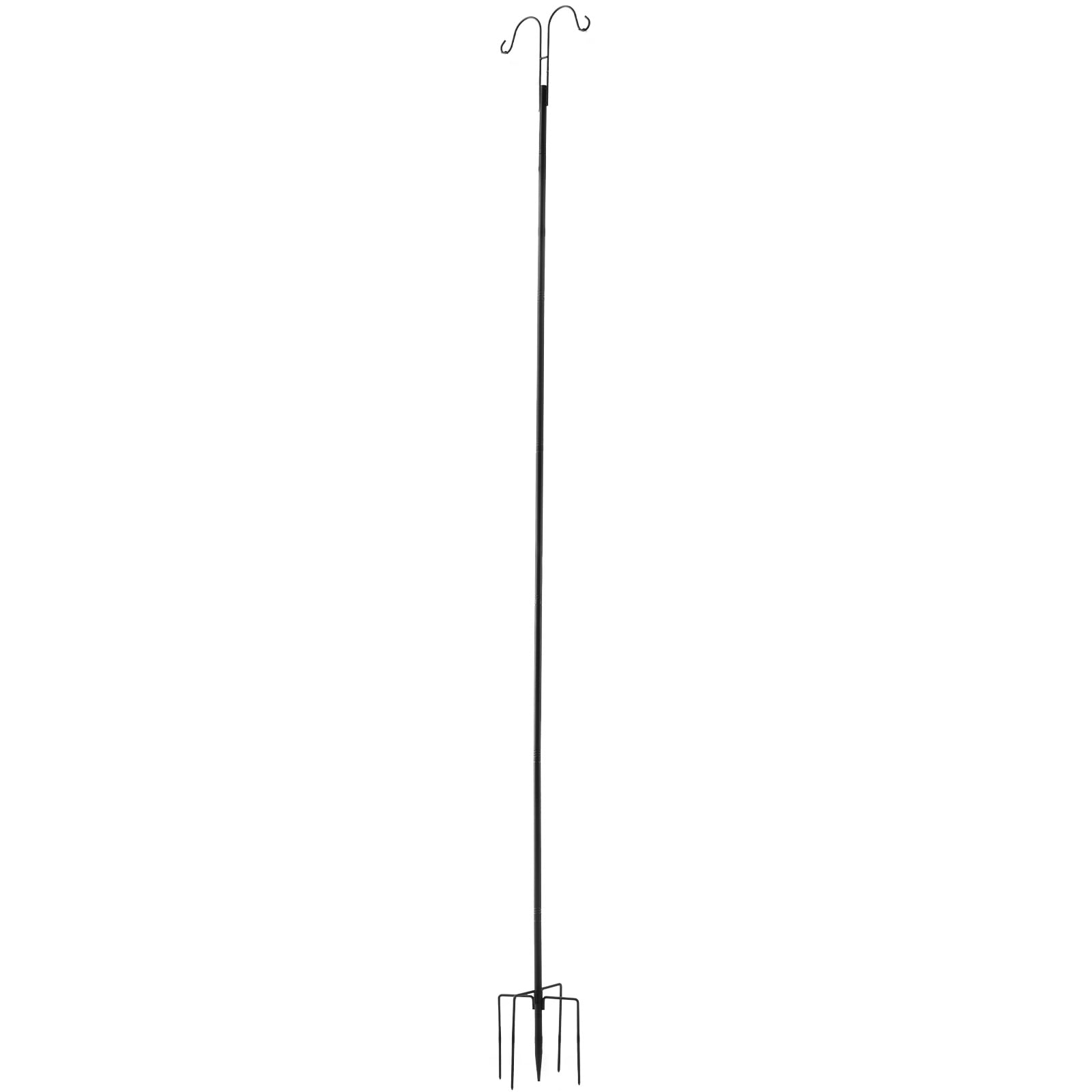KFFKFF Double Shepherds Hooks for Outdoor Use, Set of 8, 108-Inch Heavy-Duty Poles, 3/4-Inch Thick Garden Hooks for Hanging Bird Feeders, Plant Baskets, Solar Lights, Lanterns, and Wind Chimes