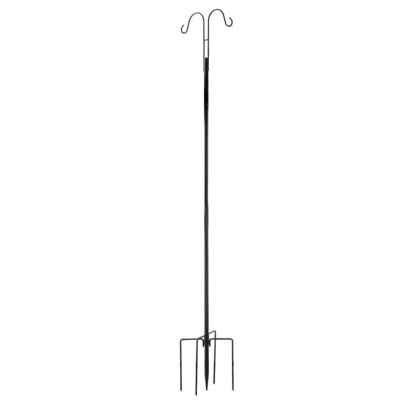 KFFKFF Double Shepherds Hooks for Outdoor Use, Set of 8, 60-Inch Sturdy Bird Feeder Poles, 3/4 Inch Thick Garden Hooks for Hanging Feeders, Plant Baskets, Solar Lanterns, and Wind Chimes