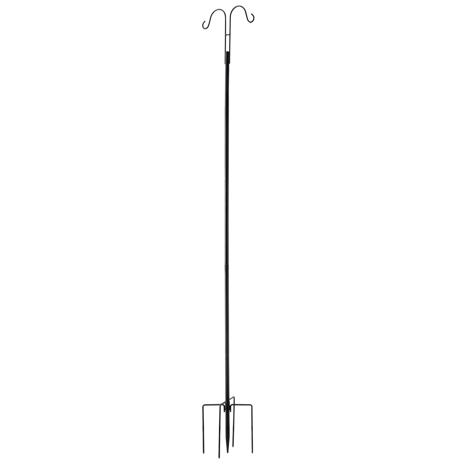 KFFKFF Double Shepherds Hooks for Outdoor Use, Set of 8, 76-Inch Heavy-Duty Poles for Bird Feeders, 3/4-Inch Thick Garden Hooks for Hanging Feeders, Plant Baskets, Solar Lights, Lanterns
