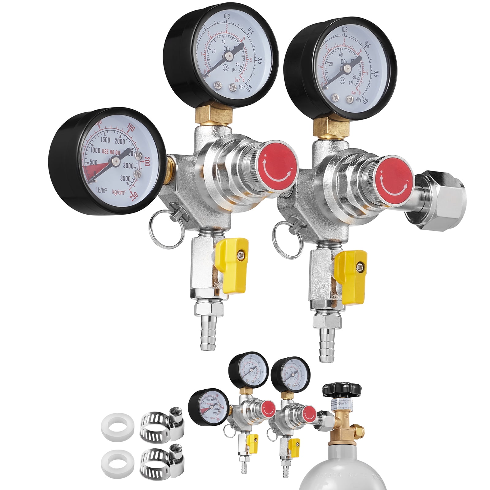 KFFKFF Draft Beer Homebrew CGA320 CO2 Regulator Gauge with Check Valve