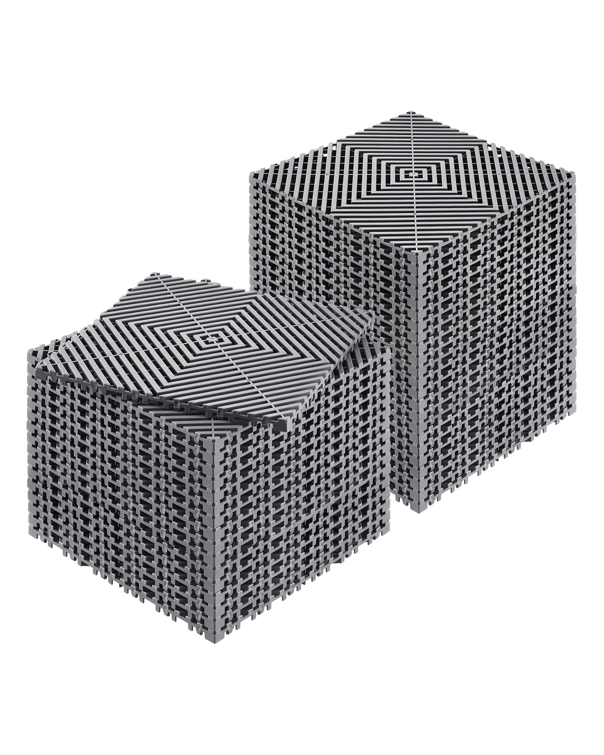 KFFKFF Drainage Floor Mat Set, 12 x 12 Modular Interlinking Padding, Set of 40 Gray PP Drainage Mats, Anti-Slip Surface, Ideal for Garage, Garden, Kitchen & Outdoor Use