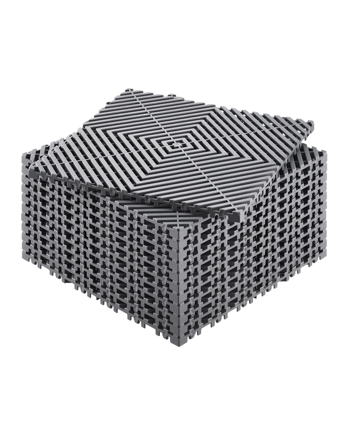 KFFKFF Drainage Floor Mat Set, 12 x 12 Modular Interlocking Padding, Set of 12 Connectable Drainage Mats, Slip-Resistant Gray PP Drainage Floor Tile and Bath Mat, Suitable for Garage, Garden