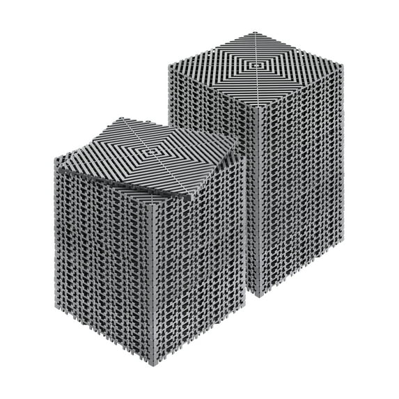 KFFKFF Drainage Floor Mat Set, 12” x 12” Modular Interlocking Padding, Set of 55 Connectable Drainage Mats, Slip-Resistant Gray PP Drainage Floor Tile and Bath Mat, Suitable for Garage, Garden
