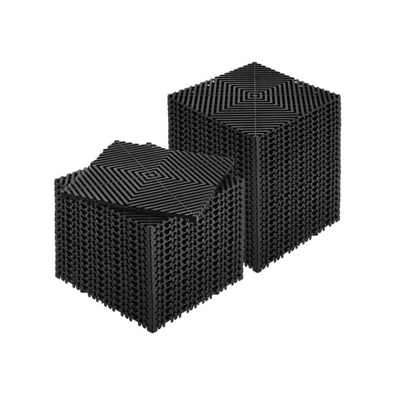 KFFKFF Drainage Floor Tile Set, 12 x 12 Interconnected Cushioning, Set of 40 Black PP Drainage Mats, Anti-Slip, Ideal for Garage, Garden, Kitchen & Outdoor Use