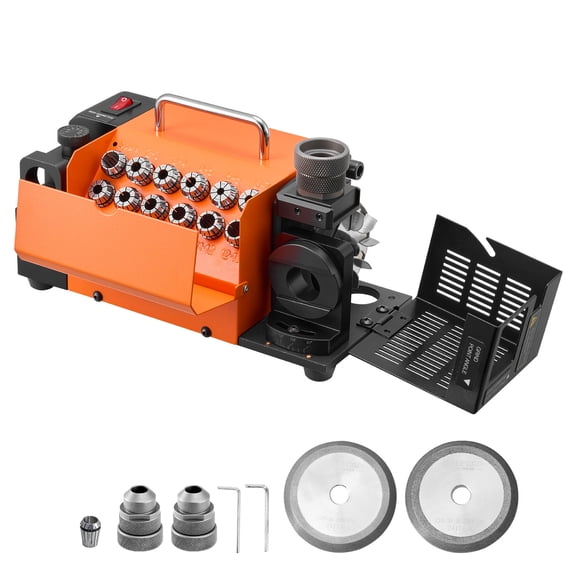 KFFKFF Drill Bit Sharpener MR-13B+, 3-15mm Grinder with Adjustable Angles, 5800RPM High-Speed Tool with 13 Collets and Durable Grinding Wheels