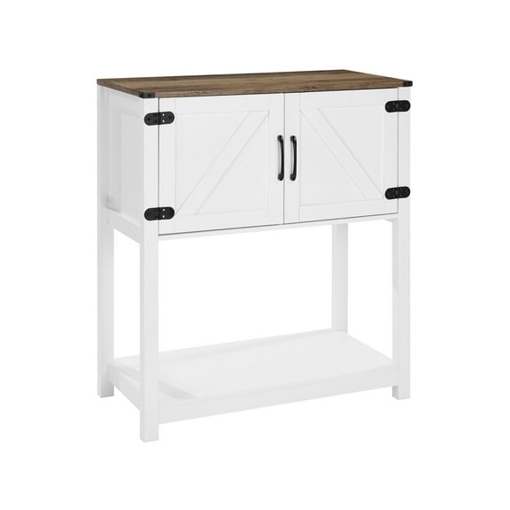 KFFKFF Drink Station Cabinet, Size 31.5 x 13.8 x 34.6 inches, Country-style Drink Station Cabinet with Three-Tier Storage, Drink Station Table with Magnetic Doors