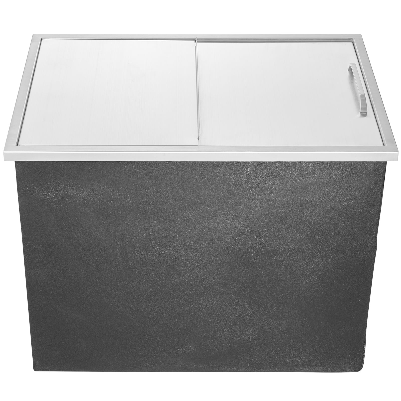 KFFKFF Drop-in Ice Chest, 27"L x 18"W x 21"H Stainless Steel Cooler, Commercial Ice Bin with Sliding Lid, 40.9 qt Outdoor Kitchen Ice Storage, Includes Drain Pipe and Plug, Ideal for Chilled Drinks