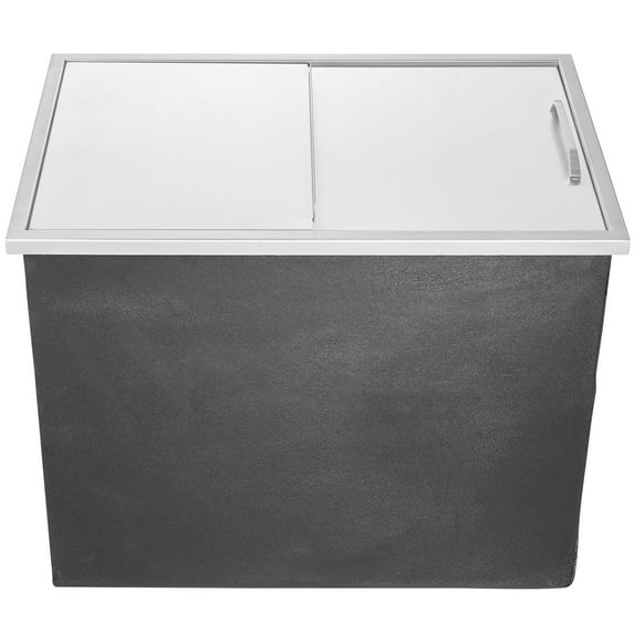 KFFKFF Drop-in Ice Chest, 27"L x 18"W x 21"H Stainless Steel Cooler, Commercial Ice Bin with Sliding Lid, 40.9 qt Outdoor Kitchen Ice Storage, Includes Drain Pipe and Plug, Ideal for Chilled Drinks