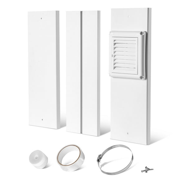 KFFKFF Dryer Vent Window Kit, Compatible with 4-Inch Exhaust Hoses, Adjustable Length for Sliding Windows of Various Heights, Durable PVC and PP Construction