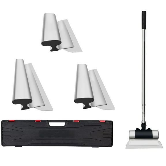 KFFKFF Drywall Skimmer Blade 10/24/32 Inch Smooth Removable Trowel Handle Set, Extruded Aluminum and European Stainless Steel and High Strength End Cap Trimming Tool for Drywall