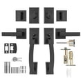 thumbnail image 1 of KFFKFF Dual Door Handle Kit, Satin Black Curved Door Lever, Twin Entry Door Handle Kit with Interchangeable Handle Lever, Robust Dual Door Lock Kit with Non-Functional, Suitable for Business Door, 1 of 9