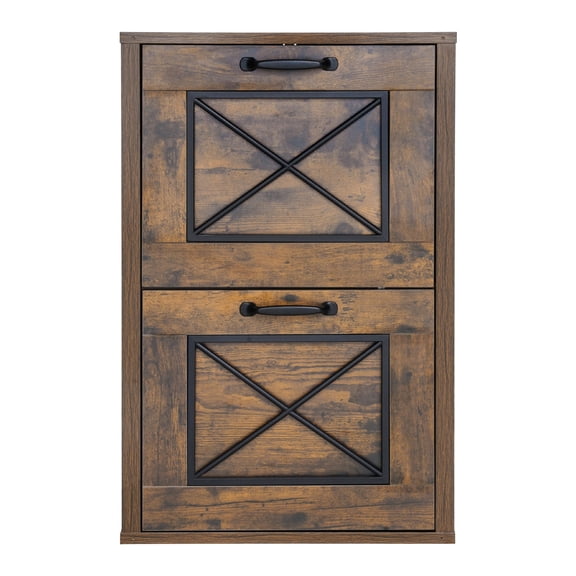 KFFKFF Dual Drawer File Organizer, Vertical Storage Units for Home Workspace, Robust Cabinet with Adjustable 2-Tier Hanging Bar, Suitable for A4/Letter/Legal Size Documents, Simple Assembly