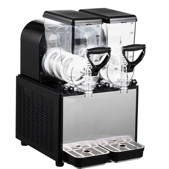 KFFKFF Dual-Tank Slushie Machine, 6L/1.6Gal Capacity Each, Commercial Frozen Drink Maker with Self-Cleaning Function, Ideal for Restaurants, Bars, Parties, Perfect for Slushies, Margaritas
