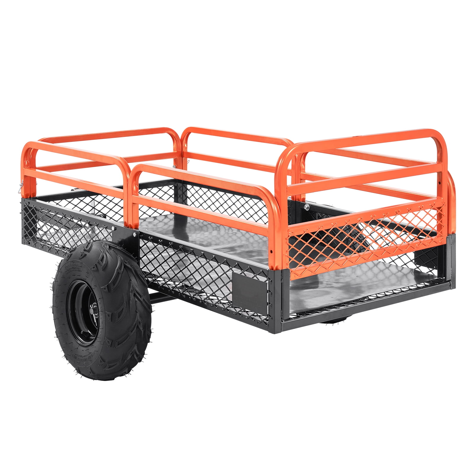 KFFKFF Dump Trailer Tow Behind Dump Cart, 1500 Lbs 15 Cu.Ft Steel ATV Hauling Trailer, Garden Trailers with Detachable Sides and 2 Wheels for Lawnmowers, Tractors, ATV, UTV