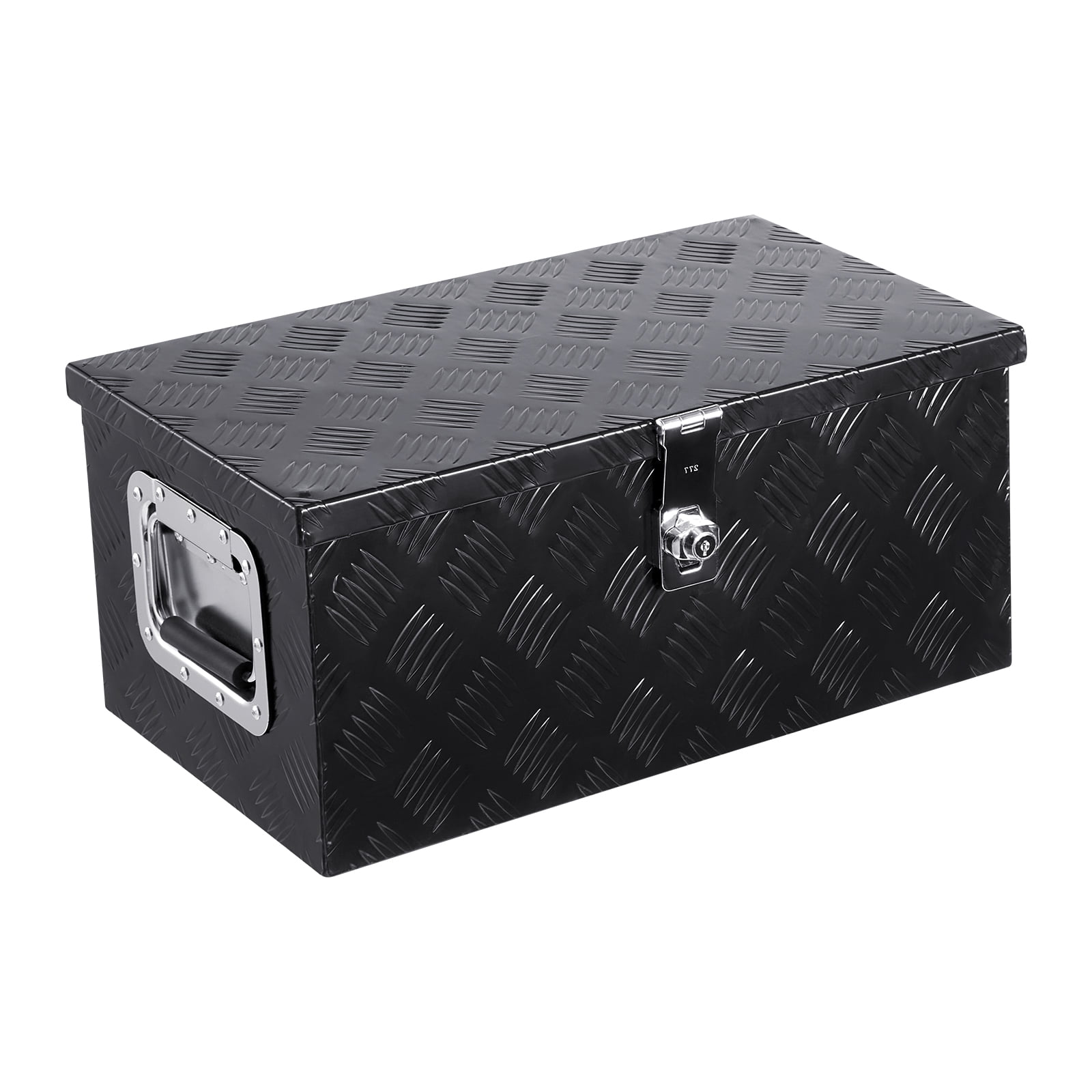 KFFKFF Durable Aluminum Truck Bed Tool Box, Textured Storage Box with Side Handle and Lock Keys, Organizer Chest for Trailer, Pickup, Truck Bed, RV, 20"x12"x9.5", Black