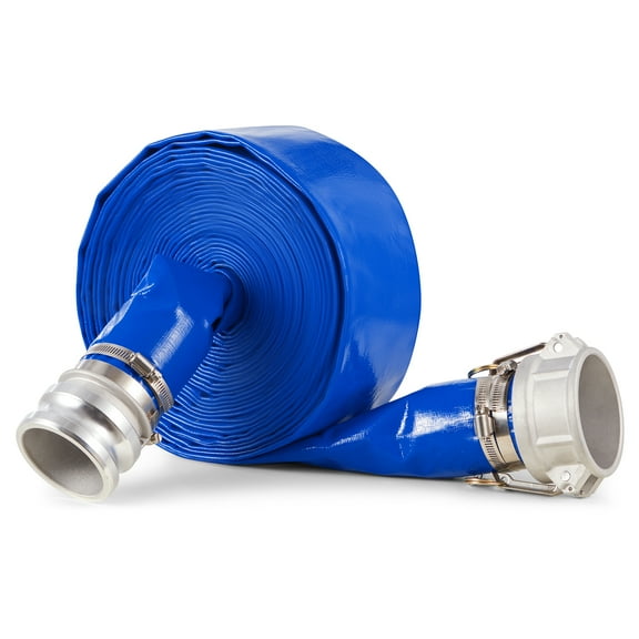 KFFKFF Durable Backwash Hose, 3 in x 50 ft, Blue PVC Material, Includes Clamps, Camlock, Aluminum Fittings, Compatible with Multiple Pumps, Ideal for Water Transfer, Sewage Management