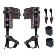 KFFKFF Durable Tree Climbing Gear, 1 Pair of Alloy Steel Spikes with Straps & Guards, Brown, Supports 350lbs, Perfect for Tree Care, Hunting, and Picking Fruit