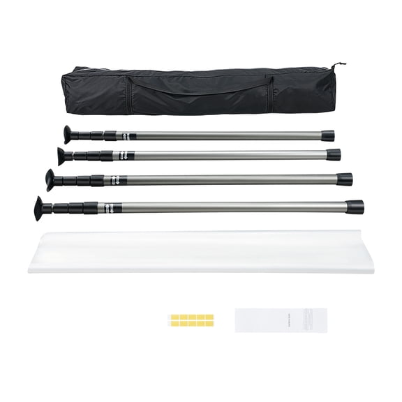 KFFKFF Dust Barrier Poles, 12 Ft Adjustable System with 4 Telescoping Poles, 32.8x13.12 Ft Plastic Film, and Carry Bag, Ideal for Indoor Renovation and Painting Tasks