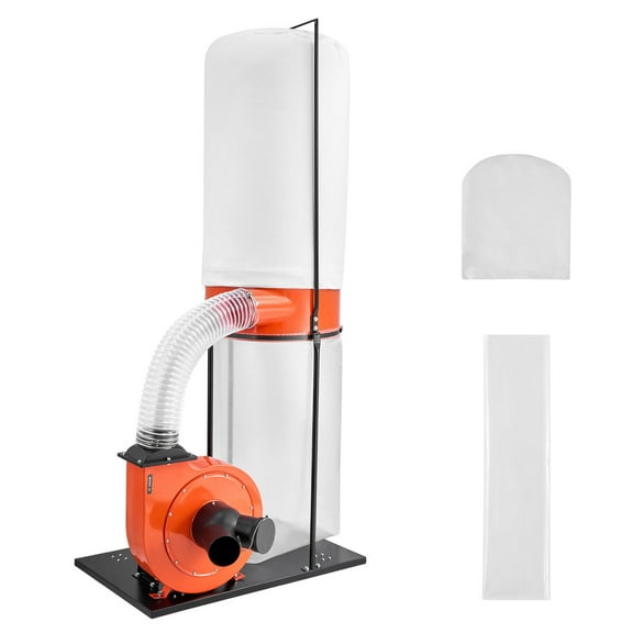 KFFKFF Dust Collection System, 1100 CFM with 2.5 Micron Filtration, 1.5HP Motor, 35-Gallon Collection Bag & 42-Gallon Filter Bag, 3400 RPM, Ideal for Woodworking Applications