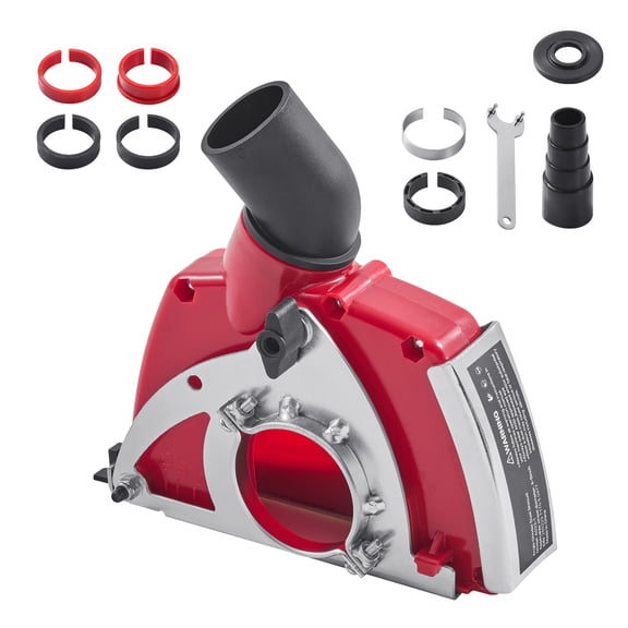 KFFKFF Dust Cover for Angle Grinders, Universal 4-5 inch Grinder Dust Cover with 6 Securing Washers, Modifiable Cutting Depth, Attachable to Vacuum Cleaner, Suitable for Wood, Concrete, Wall, Stone