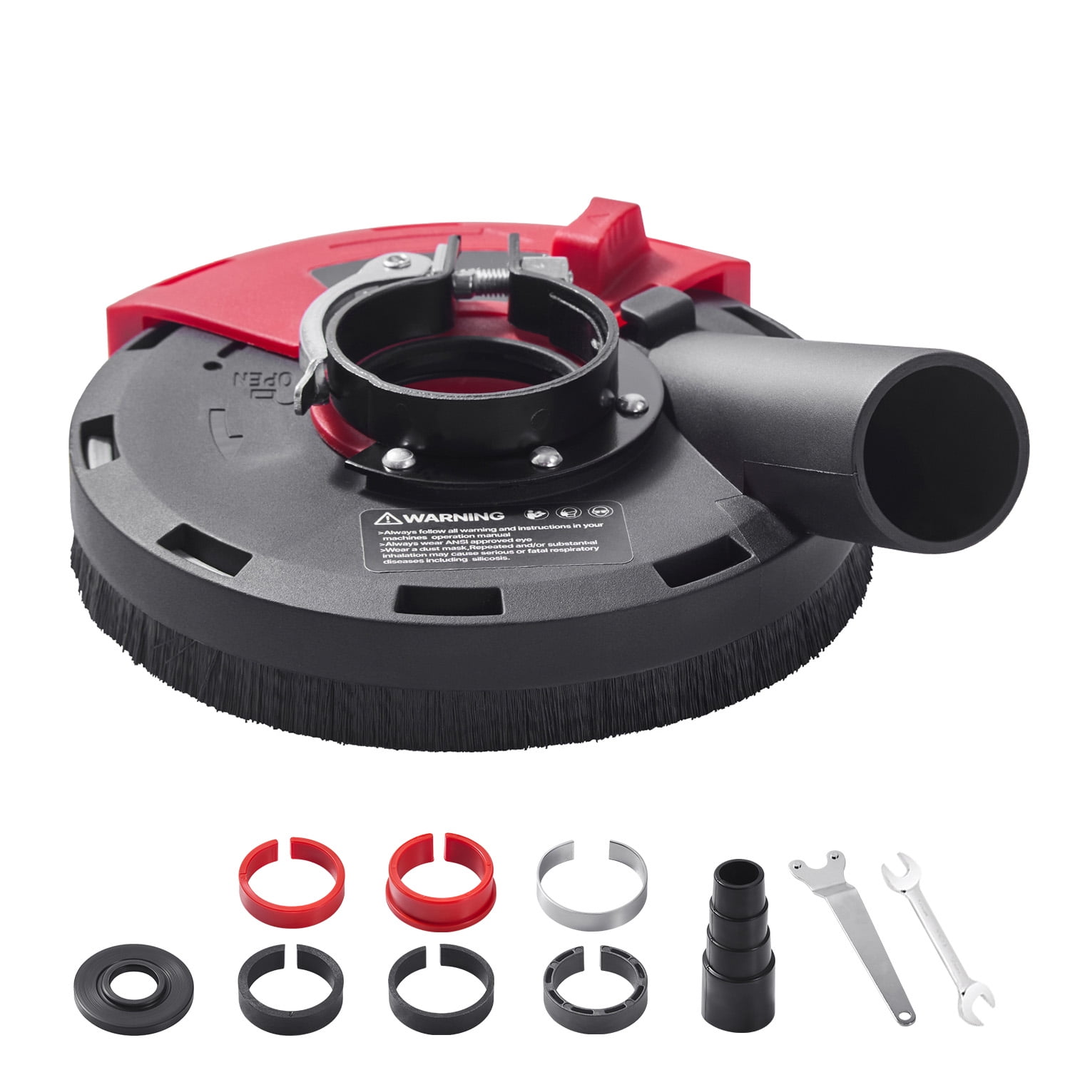KFFKFF Dust Cover for Angle Grinding, Universal Fit for 4-5 inch, Surface Grinding Dust Cover with 6 Securing Washers, Attachable to Vacuum Cleaner, Appropriate for Wood, Concrete, Wall