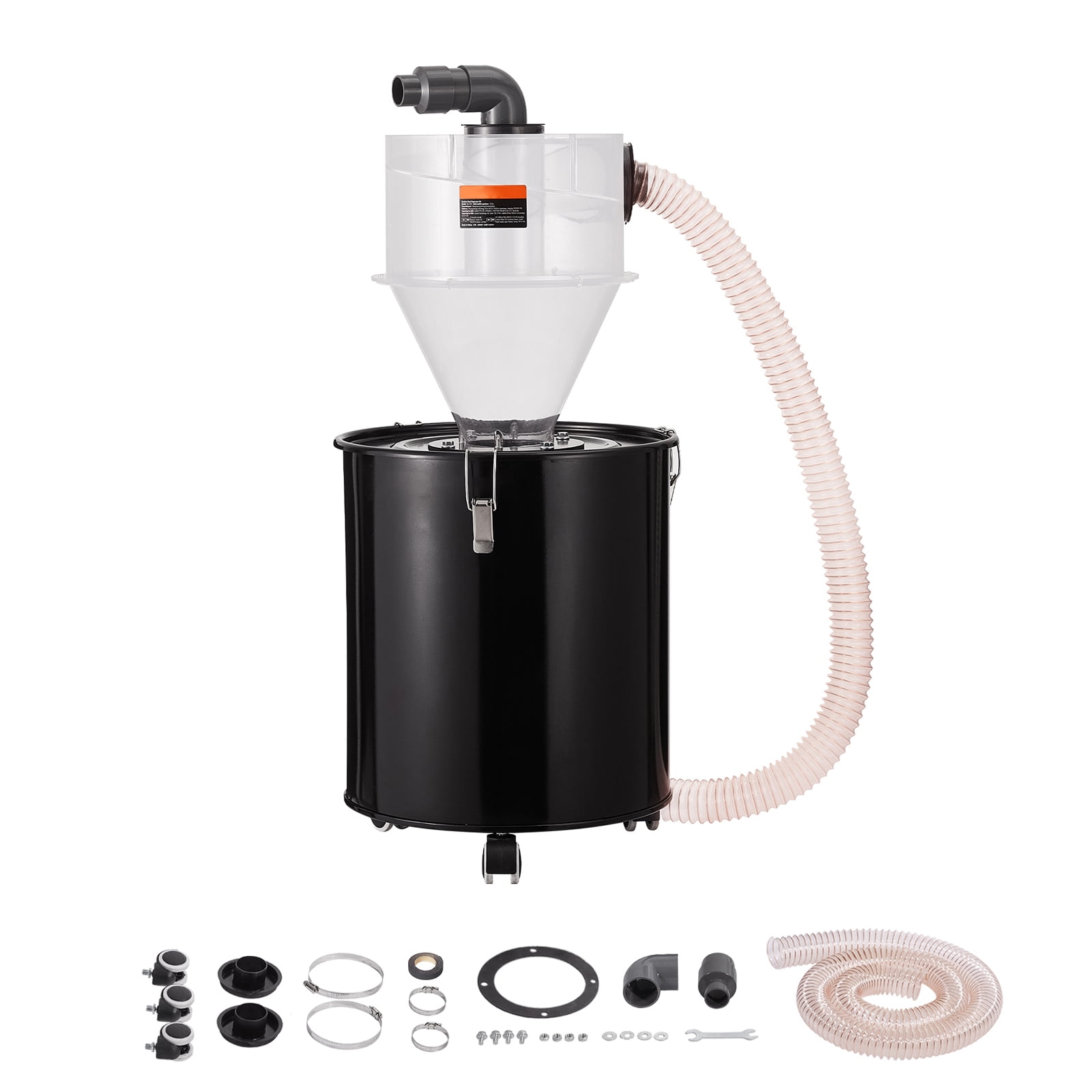 KFFKFF Dust Cyclone Kit with Steel Container, 4" Upgrade for Dust Collection Systems, ABS Dust Deputy, 2" Outer Diameter Connector & Hose for Wet/Dry Vacuums, Compatible with 13.21 Gallon Tanks
