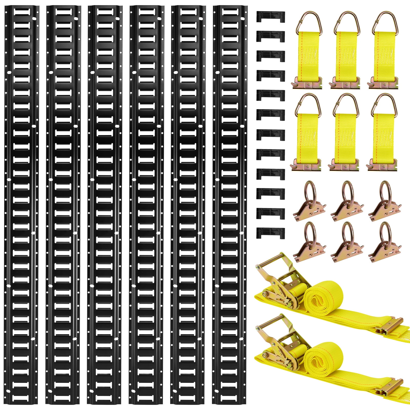 KFFKFF JC25-ETR-5FT26PCS E-Track Tie-Down Rail Kit 5 ft Rails with ...