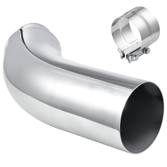 KFFKFF Elbow Exhaust Tip, 4-Inch Inlet, 6-Inch Outlet, 23-Inch Length, Chrome Turn Down Design with Clamp for Various Vehicles, Durable Chrome Finish for Heat Resistance